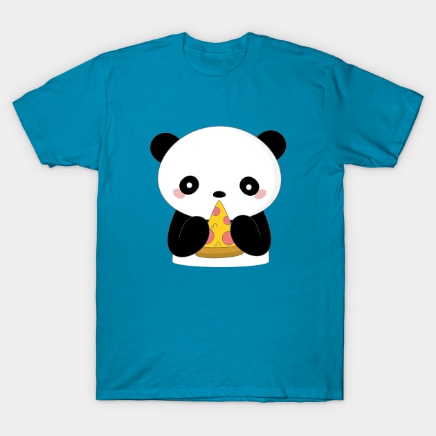 Kawaii Panda Loves Pizza T-Shirt T-Shirt by happinessinatee